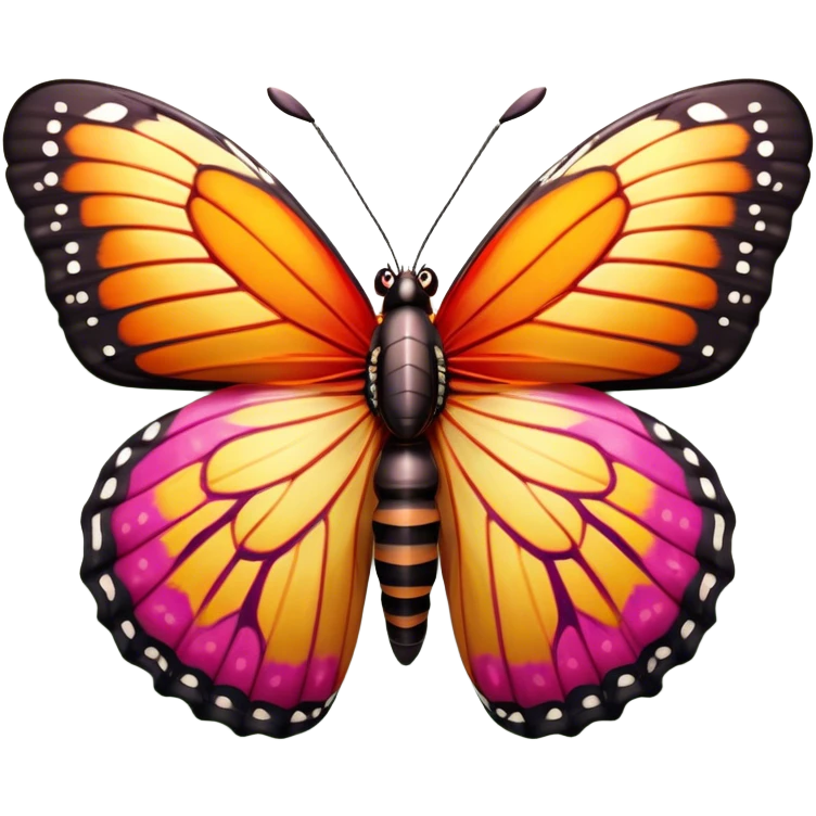 Cinematic Realistic Comical monarch Butterfly Portrait Emoji, Head tilted dramatically with an exaggeratedly amused expression, featuring striking, vividly detailed ruby wings with bold, playful patterns and wide, expressive eyes brimming with humorous disbelief, rendered with lifelike texture and vibrant natural hues, high shine, dramatic yet playful, styled with an air of cheeky garden mischief, soft glowing outline, capturing the essence of a spirited and over‐the‐top red butterfly that looks ready to flutter its way into viral fame! emoji