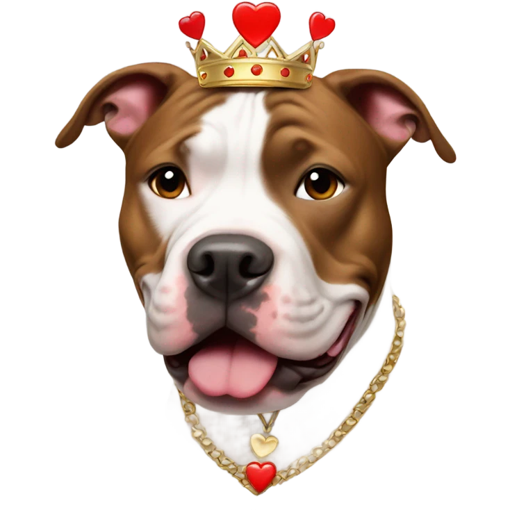 Pitbull with a crown and a heart emoji