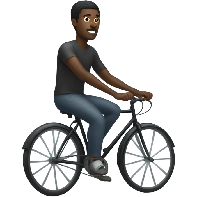 Black man on bicycle in the fog emoji