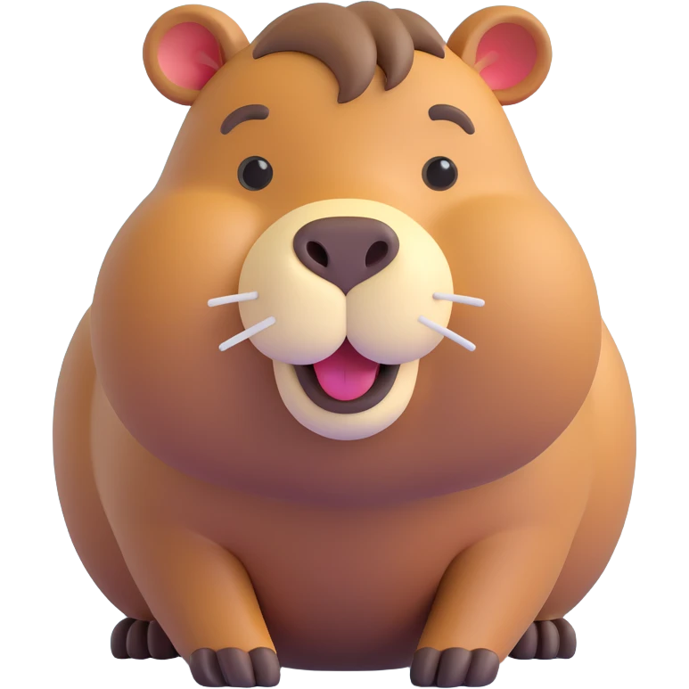 3D emoji of a capybara, simple and expressive, Microsoft Fluent 3D emoji style emoji