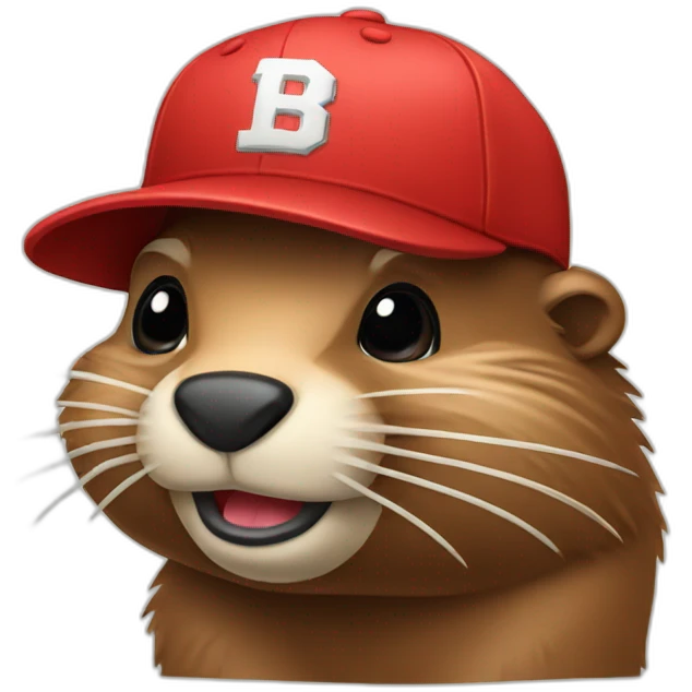 beaver with red baseball cap emoji