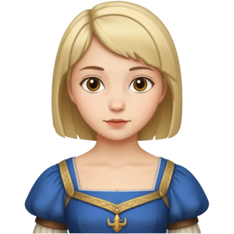 Crea a una chica de pelo corto con vestido medieval emoji