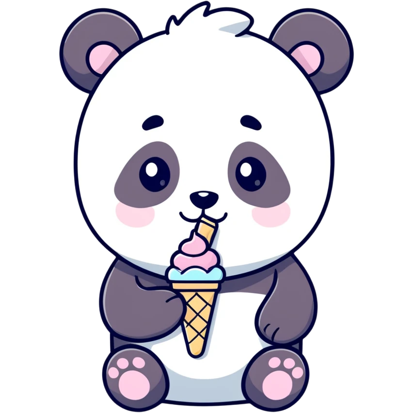 Panda eating ice cream emoji
