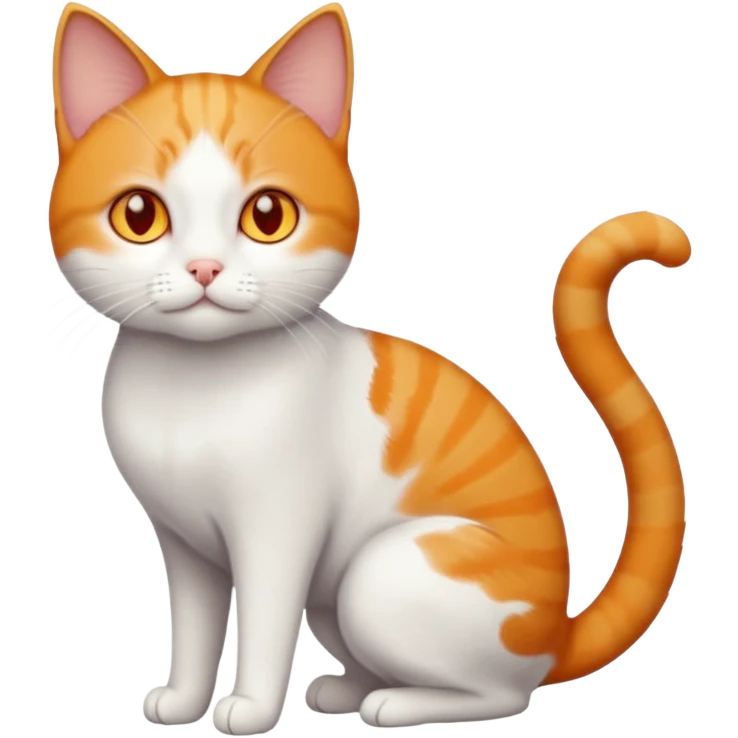 full body small short hair ginger and white cat with orange eyes  emoji
