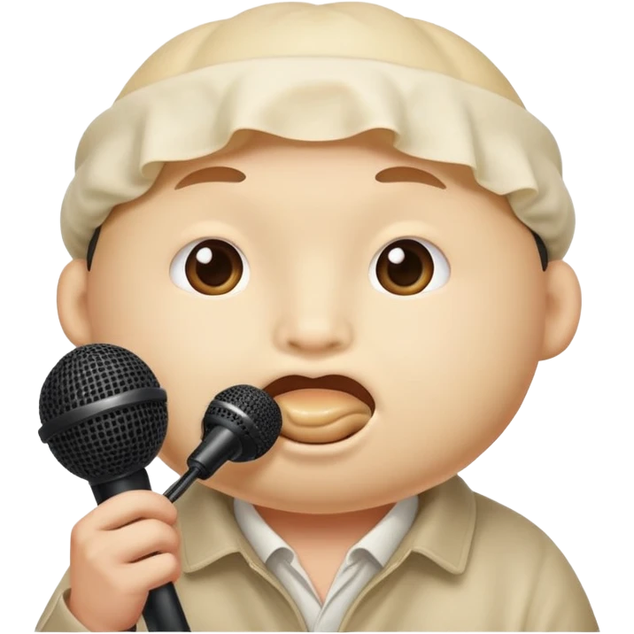 🧑‍🎤 but with 🥟 in his mouth  emoji