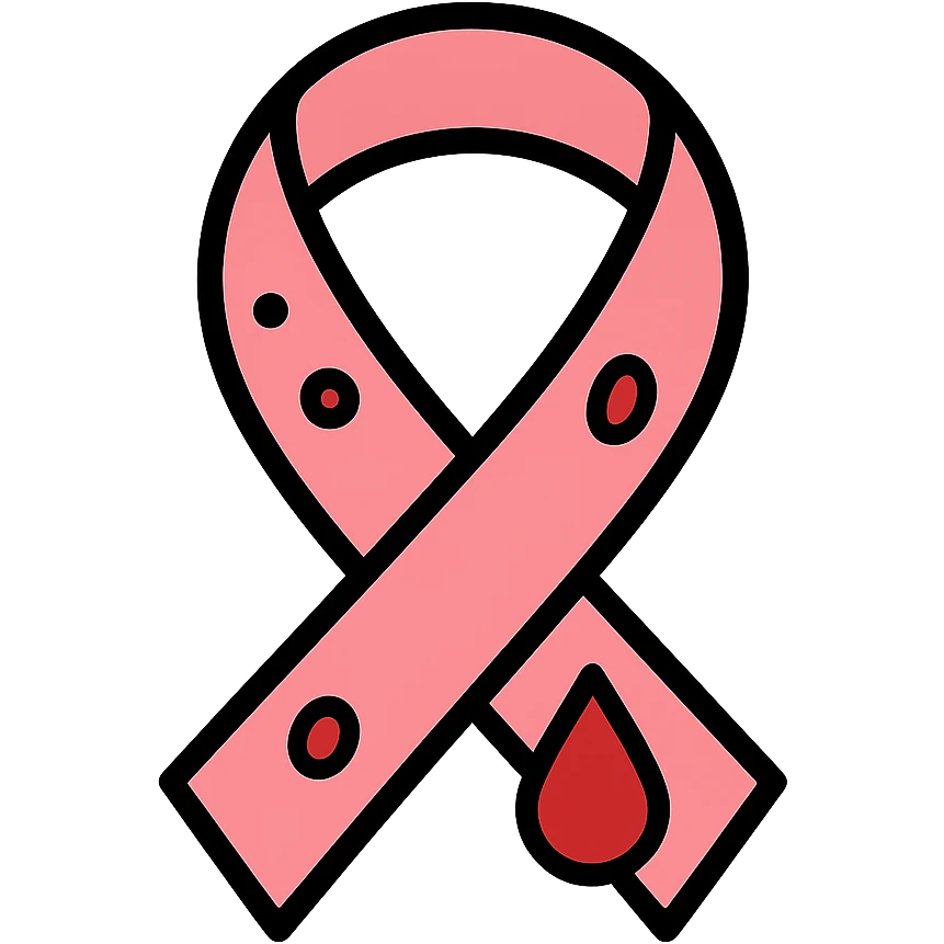 pink ribbon with blood stains emoji
