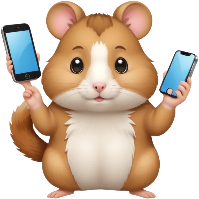 cartoon-style hamster taking mirror photo with latest iphone emoji