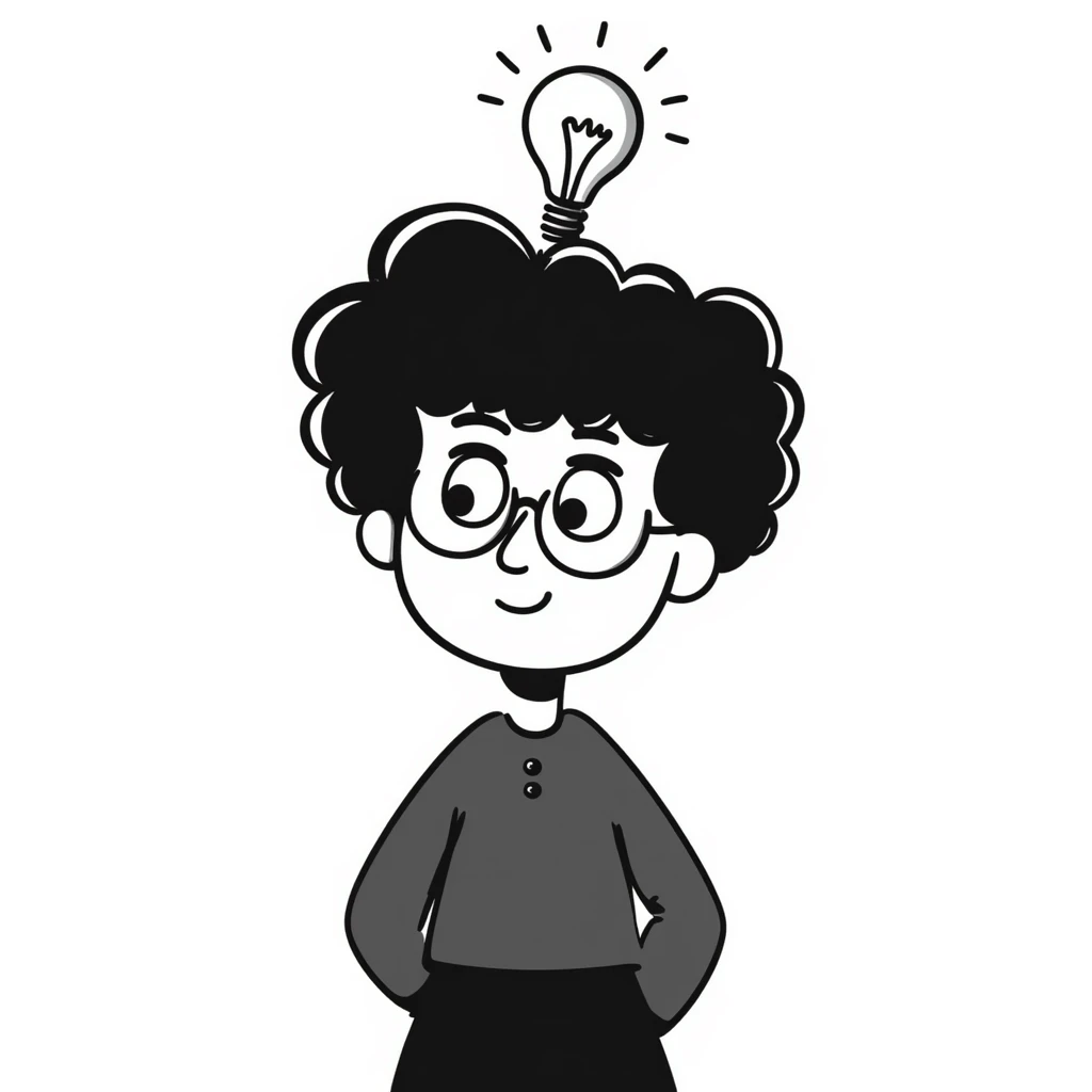 person with wild hair, glasses, and a glowing idea bulb, representing genius emoji