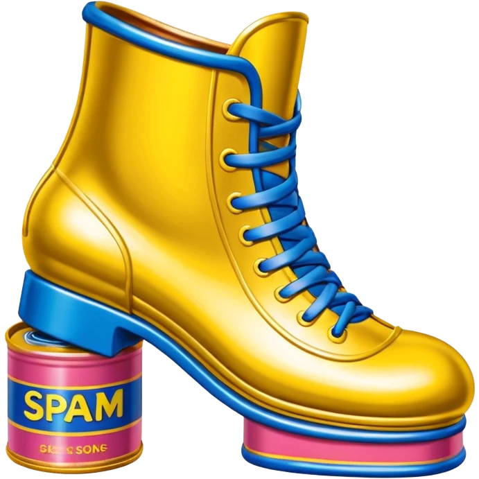 Jeff Koons style spam can designer shoe sculpture  emoji