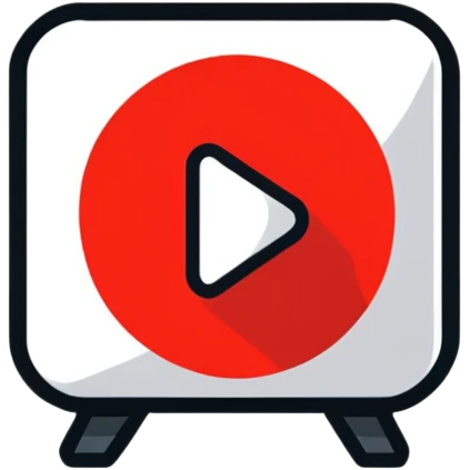 YouTube logo, red rounded rectangle with white play button emoji