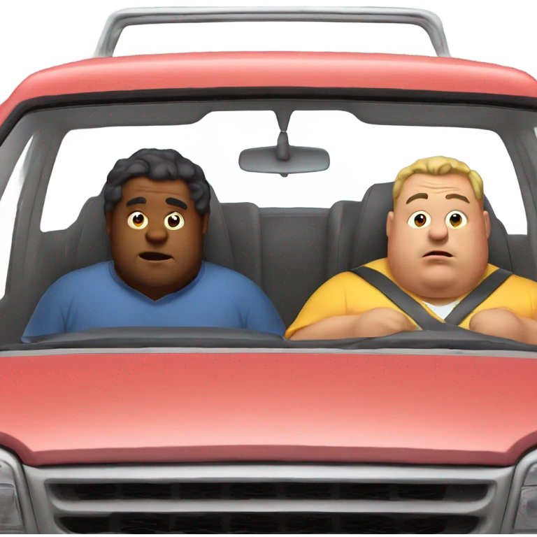 Two fat guys squeezed in a car emoji