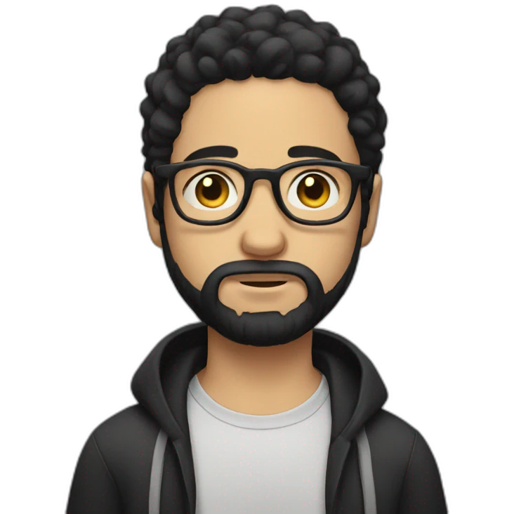 sad white boy with glasses black hair beard emoji