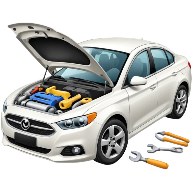 carro blanco en reparacion emoji