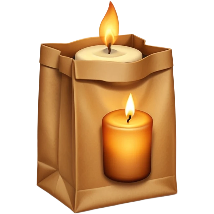 Halloween brown paper bag with candle inside emoji