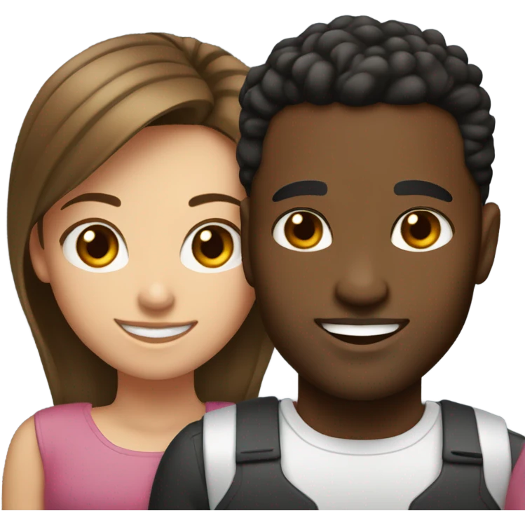 One girl brown hair and black man with fade couple  emoji