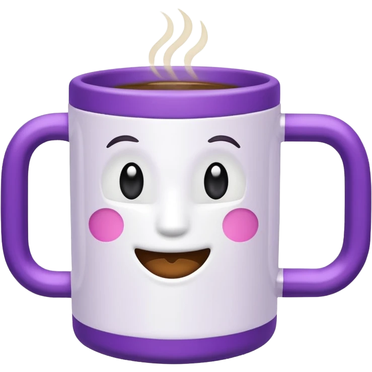 Emoji de taza blanca de la serie ‘friends’ el marco color morado emoji