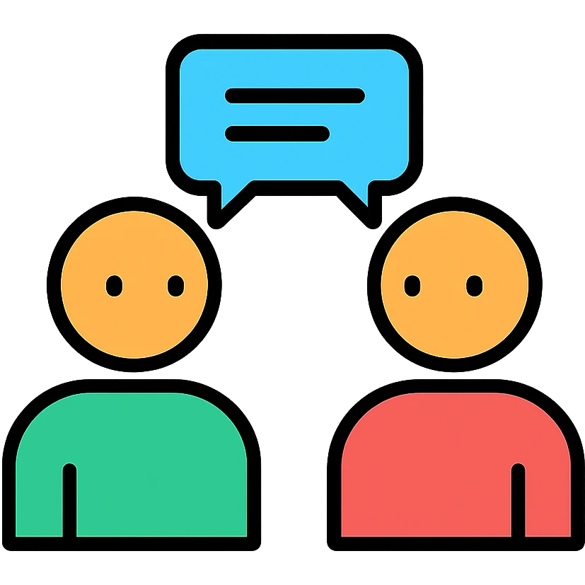 two genderless emojis having a discussion emoji