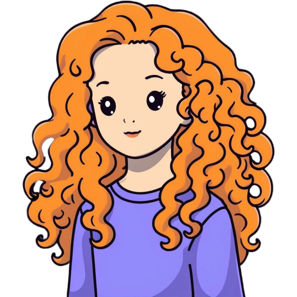 Attractive girl with very very long curly hair and many freckles emoji