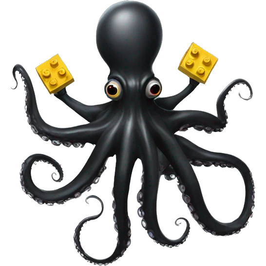 black Alien Octopus with lego man emoji