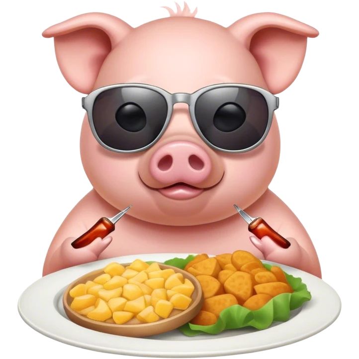 A pig with a sunglasses and a food emoji