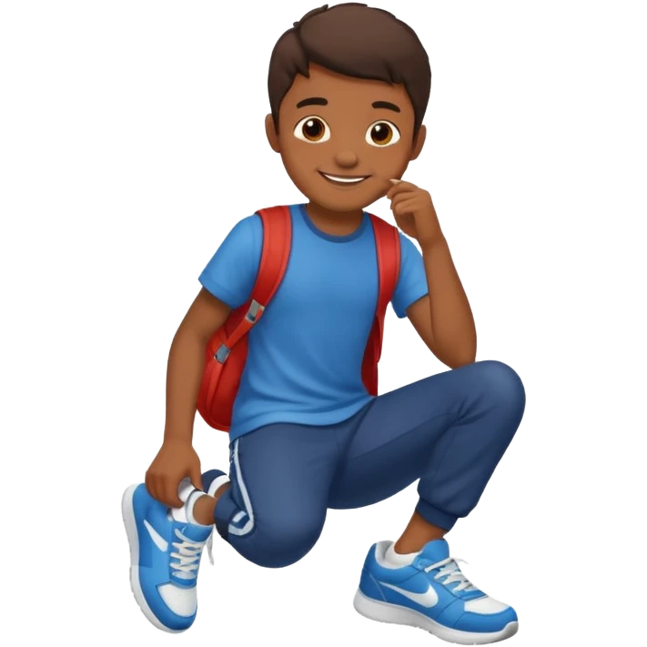 emoji- of a boy putting on his sneakers emoji