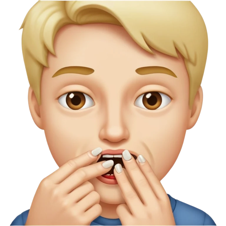 Lip biting the nail of a finger emoji