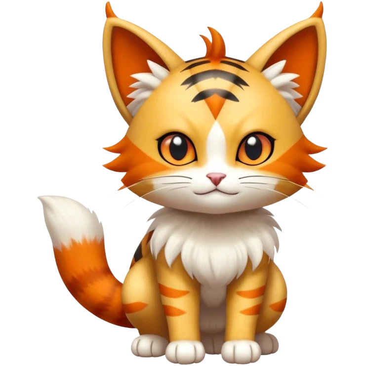 Shiny Cute Adorable Meowth-Litten-Litleo-Hybrid-Creature with pattern-markings emoji