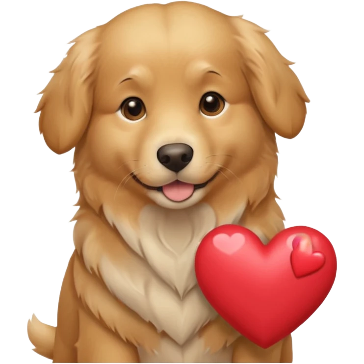 A dog holding a heart (modelled after a Golden Retriever) emoji