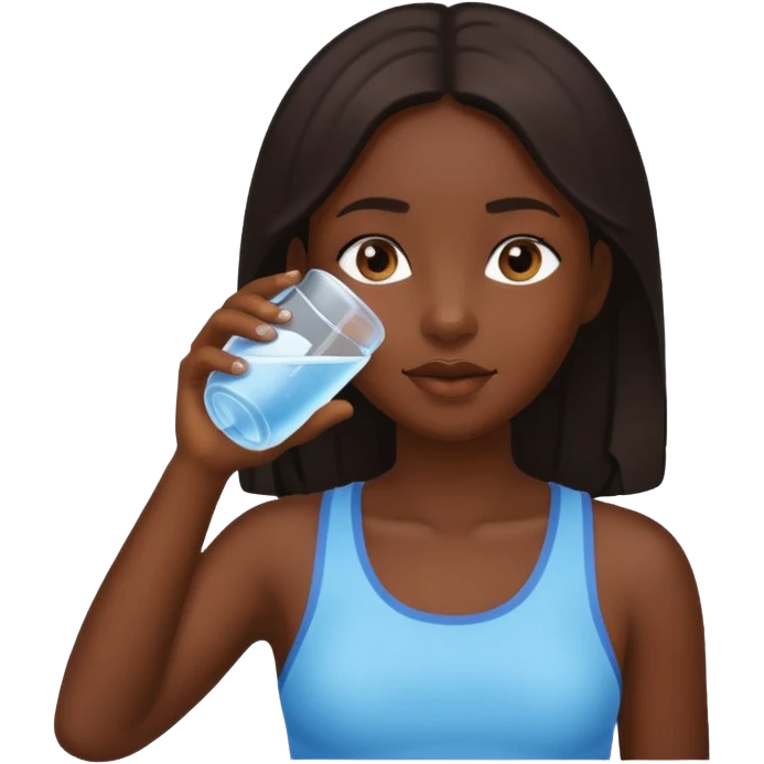 a dark skinned girl drinking water emoji