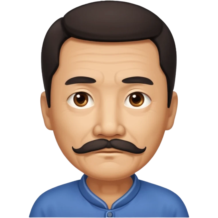 Old Chinese man with dark hair and full turn down mustache emoji