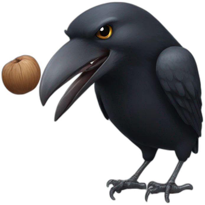 crow with nut in mouth emoji