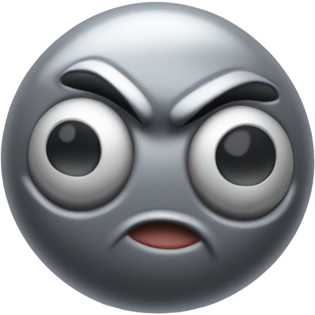 Metal cute mad Kirby Gray ball driving on 4 car wheels with mad eyebrows game emoji