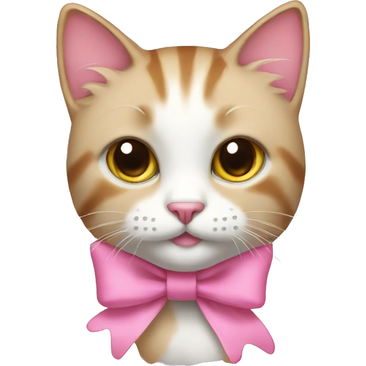 Make a cat with a cute pink bow emoji