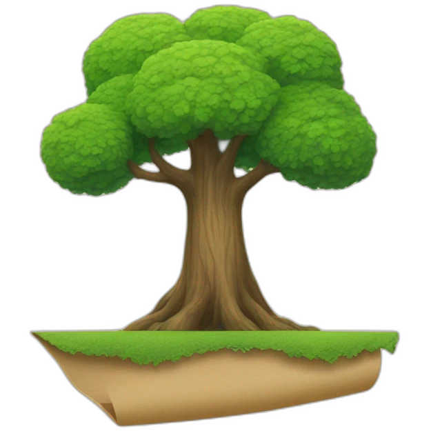 tree and house on flat paper emoji