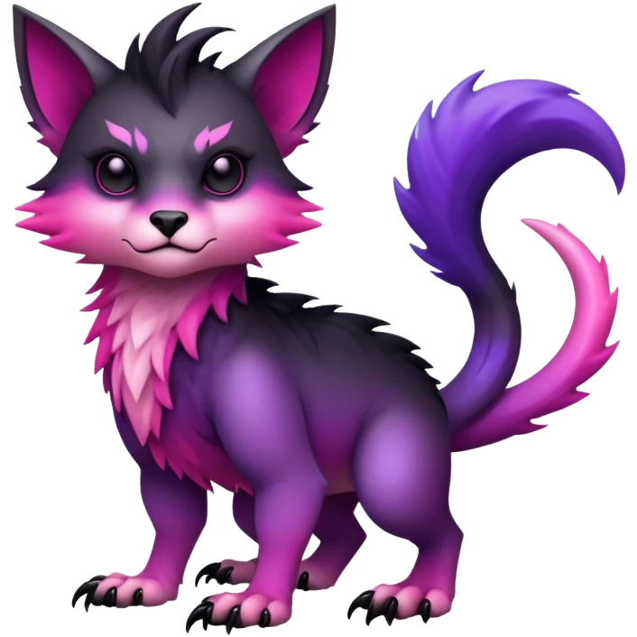 Cool Edgy Black-pink-purple-gradient badass Fionbri-Vernid-Trico-animal-creature full bodyd emoji