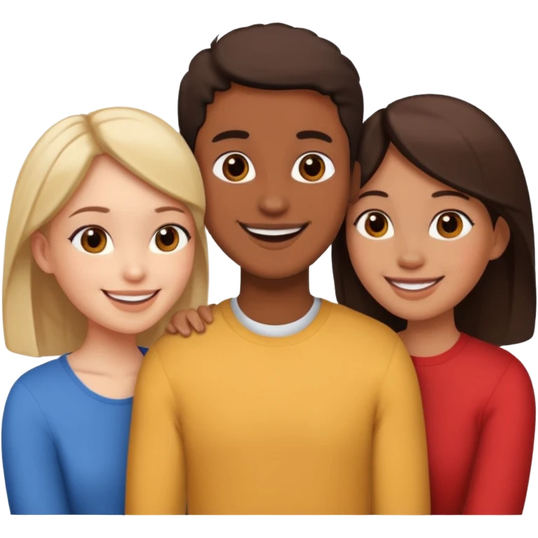 Three friends talking and looking each other emoji