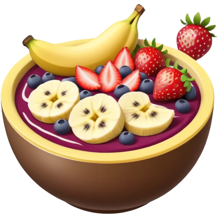 acai bowl with sliced banana, strawberries, and a touch of Western Sydney culture, emoji style emoji