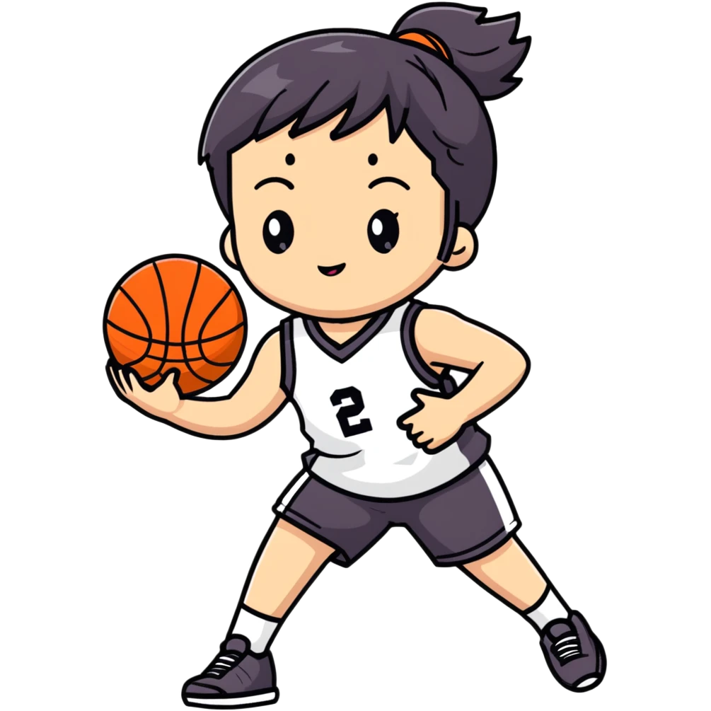 Cute Japanese high school girl playing basketball in gym clothes emoji