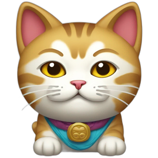 Gato estilo maneki neko con ojo nazar en la panza emoji