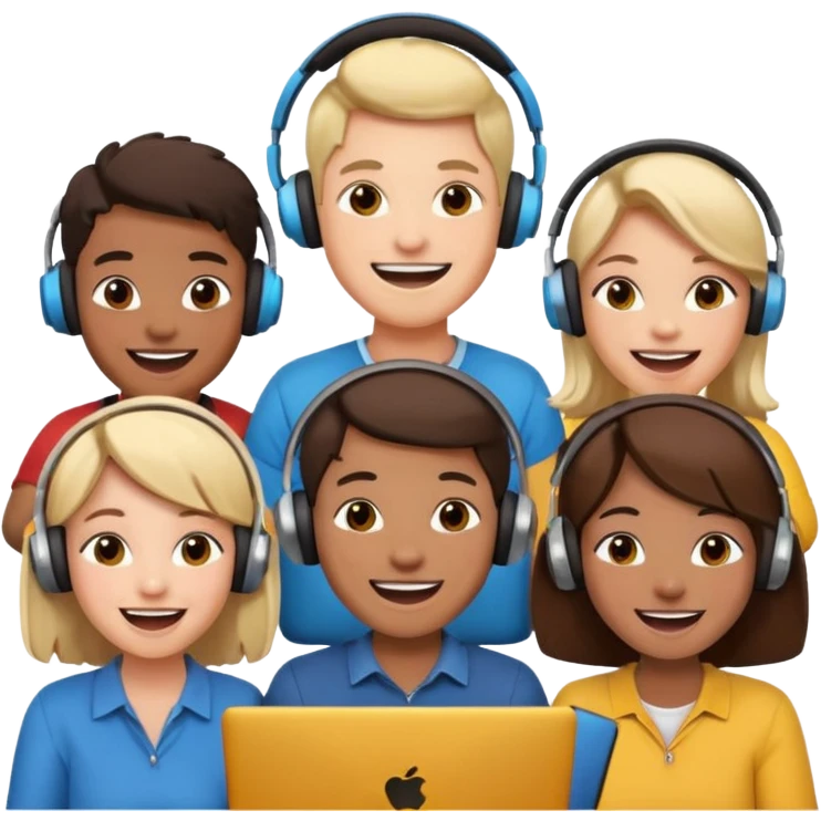 Personas reunidas charlando entre amigos en videoconferencia emoji