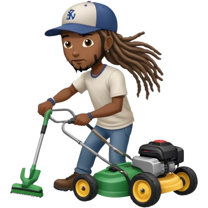 Black man with long dreads mowing emoji