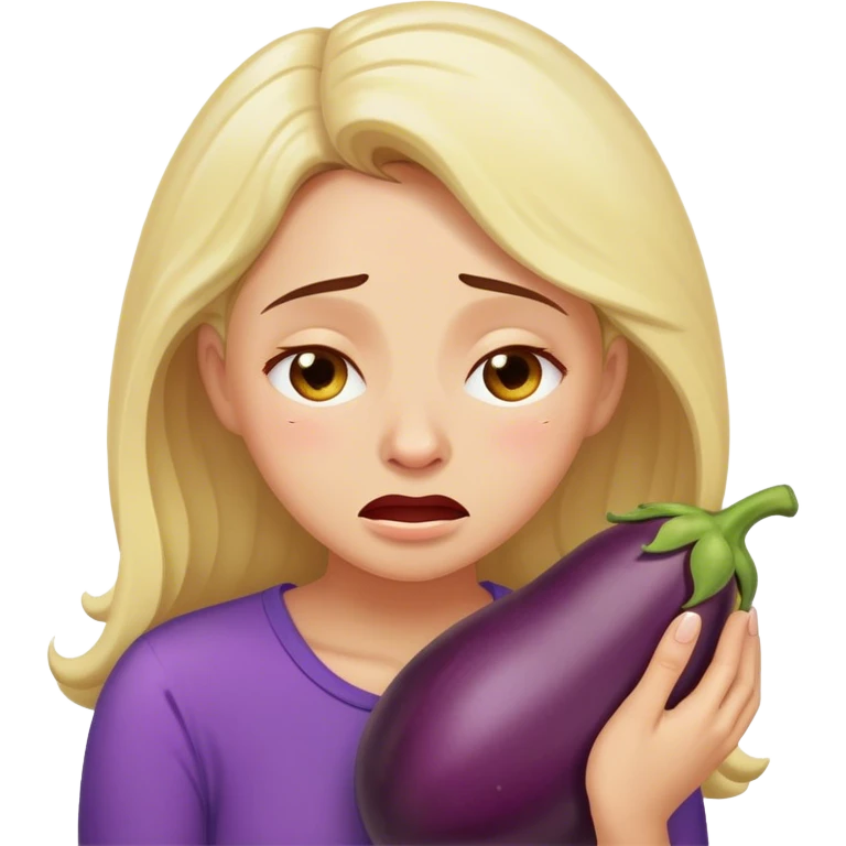 Woman hugging eggplant crying emoji