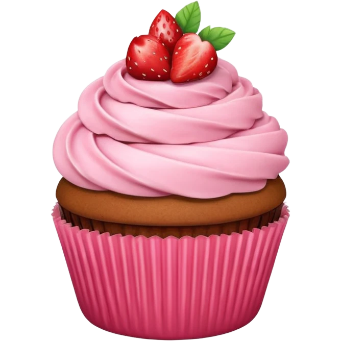 cupcake de morango com chocolate em cima emoji