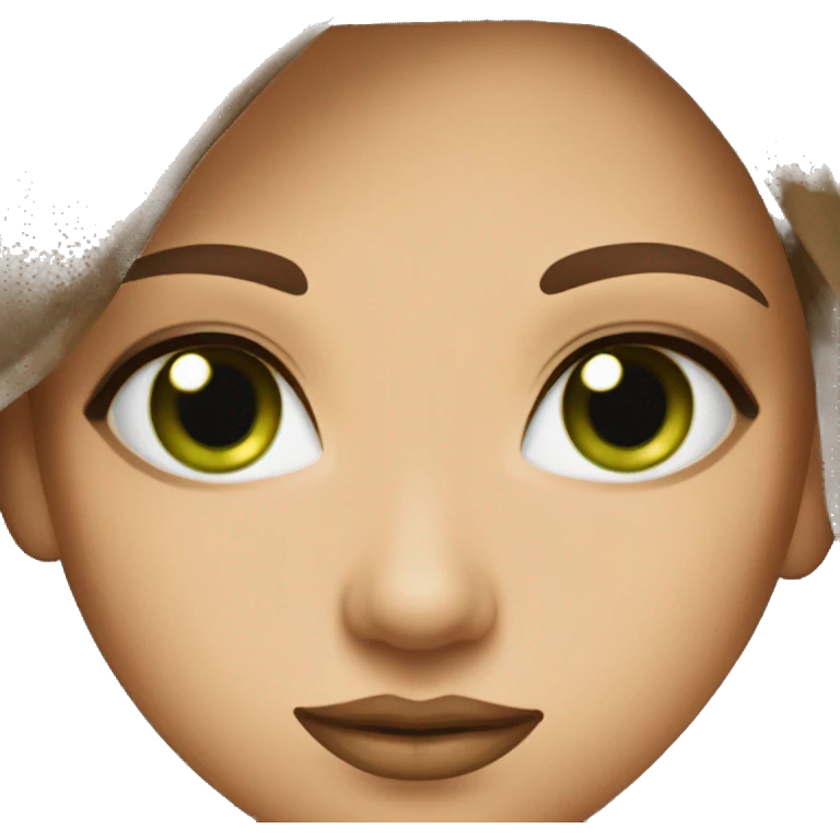 glamorous baddie long brown hair with green eyes beige skin emoji