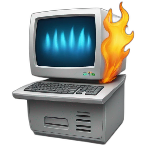flaming computer emoji