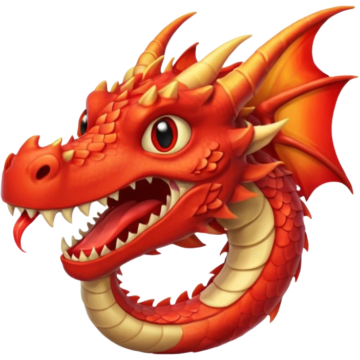 Dragon with wings and flying, bloating fire from mouth emoji