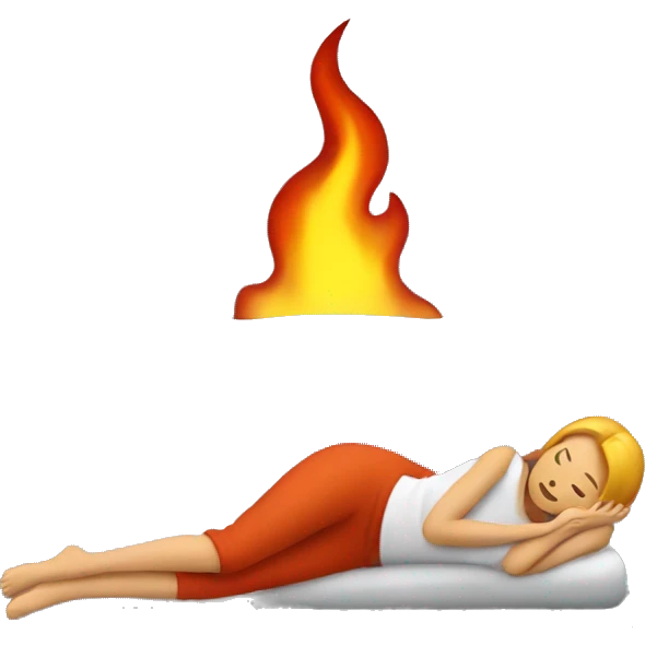 Lady laying down with fire above emoji