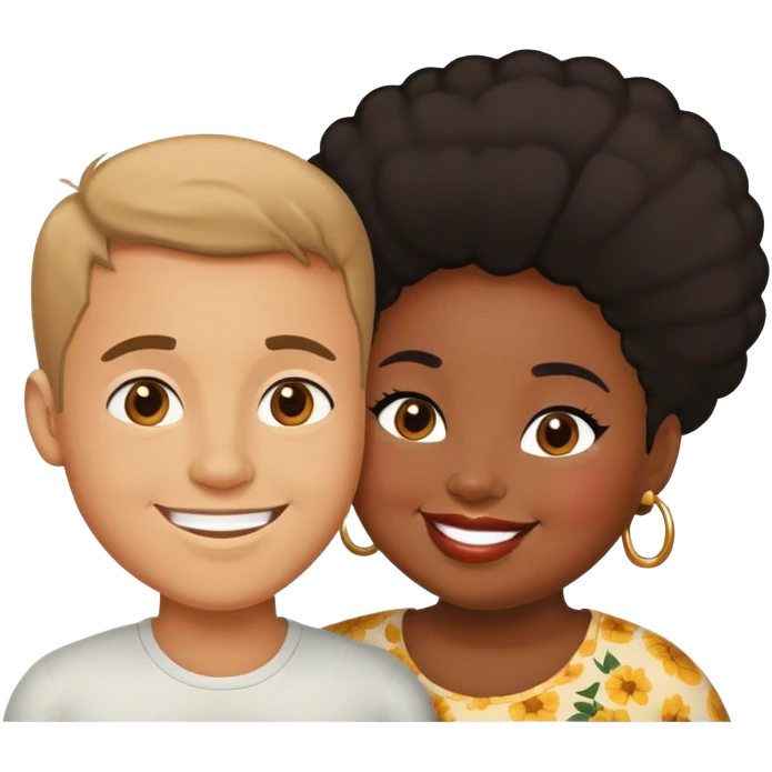 slim short man and fat black woman love emoji
