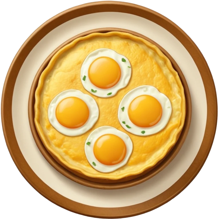 Round spanish potato omelet no plate, plain ok top no toppings nor yolks emoji