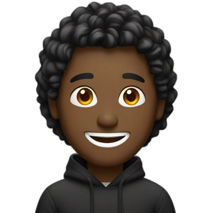 Smiling guy with black hoodie working on MacBook emoji